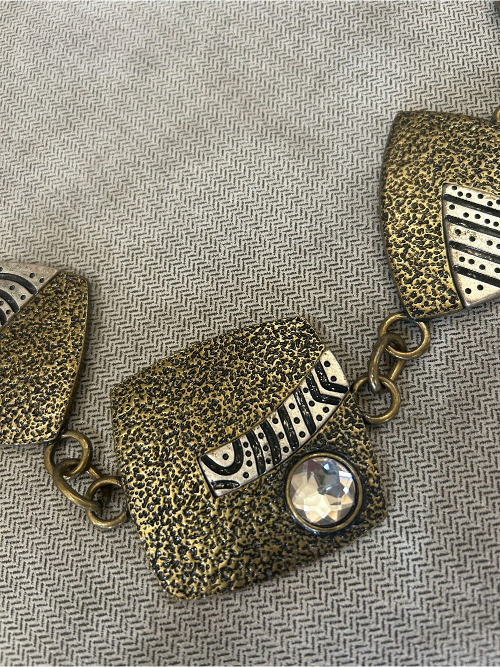 Vintage-Inspired Textured Gold Statement chain belt with plus size 38” one size